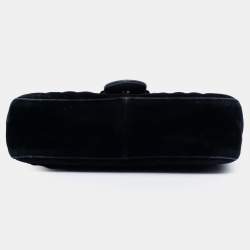 Pre Owned Gucci Medium GG Marmont Matelasse Velvet Shoulder Bag