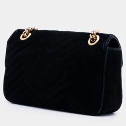 Pre Owned Gucci Medium GG Marmont Matelasse Velvet Shoulder Bag