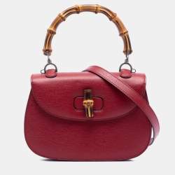 مملوكة مسبقًا Gucci Red Calfskin Bamboo Night