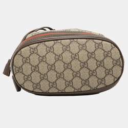 مملوكة مسبقًا Gucci Brown Small GG Supreme Ophidia Web Bucket Bag