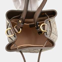 مملوكة مسبقًا Gucci Brown Small GG Supreme Ophidia Web Bucket Bag