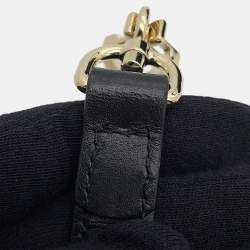 Pre Owned حقيبة يد علوية صغيرة قماش بامبو 1947 شامبين أسود غوتشي دبوس ذهبي