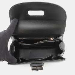 Pre Owned حقيبة يد علوية صغيرة قماش بامبو 1947 شامبين أسود غوتشي دبوس ذهبي