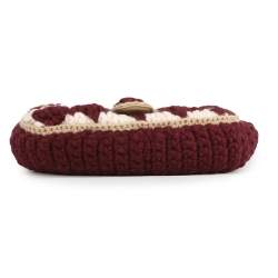 Pre Owned Gucci Gg Marmont Knit Shoulder Bag Bordeaux/White Wool Leather