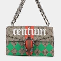 مملوكة مسبقًا Gucci Dionysus Chain shoulder Bag Beige/Red/Green Leather Gg Supreme Size Small