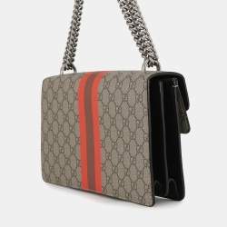 مملوكة مسبقًا Gucci Dionysus Chain shoulder Bag Beige/Red/Green Leather Gg Supreme Size Small