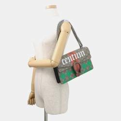 مملوكة مسبقًا Gucci Dionysus Chain shoulder Bag Beige/Red/Green Leather Gg Supreme Size Small
