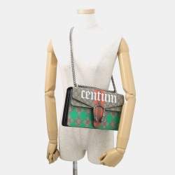 مملوكة مسبقًا Gucci Dionysus Chain shoulder Bag Beige/Red/Green Leather Gg Supreme Size Small