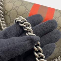 مملوكة مسبقًا Gucci Dionysus Chain shoulder Bag Beige/Red/Green Leather Gg Supreme Size Small
