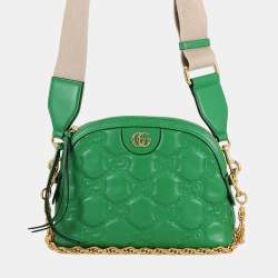 مملوكة مسبقًا Gucci Ggmatelasse 2Wayshoulder Bag Spring Green/Beige Leather Size Small