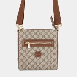 مملوكة مسبقًا حقيبة رسول غوتشي جي جي سوبريم جلد بني/بيج جي جي سوبريم