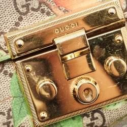 Pre Owned Gucci Padlock Small Multicolor Tian Print GG Supreme Canvas Shoulder Bag