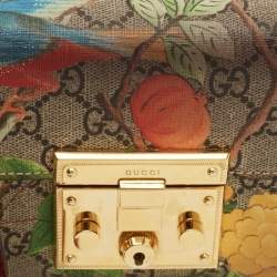 Pre Owned Gucci Padlock Small Multicolor Tian Print GG Supreme Canvas Shoulder Bag