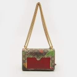 Pre Owned Gucci Padlock Small Multicolor Tian Print GG Supreme Canvas Shoulder Bag