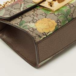 Pre Owned Gucci Padlock Small Multicolor Tian Print GG Supreme Canvas Shoulder Bag