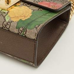 Pre Owned Gucci Padlock Small Multicolor Tian Print GG Supreme Canvas Shoulder Bag