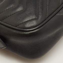 Pre Owned حقيبة كتف غوتشي مارمونت جي جي ميني جلد ماتيلاسيه أسود كاميرا