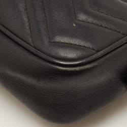 Pre Owned حقيبة كتف غوتشي مارمونت جي جي ميني جلد ماتيلاسيه أسود كاميرا