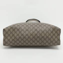 Pre Owned Gucci Beige/Brown GG Coated Canvas and Leather Shopper Tote