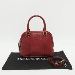 Pre Owned Gucci Nice Mini Red Microguccissima Leather Dome Bag