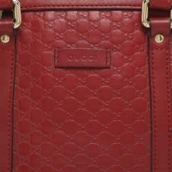 Pre Owned Gucci Nice Mini Red Microguccissima Leather Dome Bag