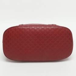 Pre Owned Gucci Nice Mini Red Microguccissima Leather Dome Bag