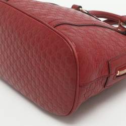 Pre Owned Gucci Nice Mini Red Microguccissima Leather Dome Bag