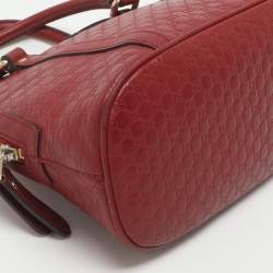 Pre Owned Gucci Nice Mini Red Microguccissima Leather Dome Bag