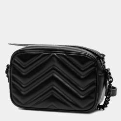 مملوكة مسبقًا Gucci Black Mini GG Marmont Matelasse Leather Monochrome Crossbody