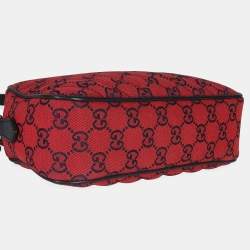 Pre Owned حقيبة كاميرا غوتشي GG مارمونت حمراء صغيرة قماش مبطن قطريًا GG