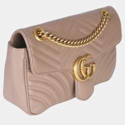 Pre Owned حقيبة كتف جلد عجل لون وردي بورسلين متوسط ماتلاسيه جي جي غوتشي مارمونت