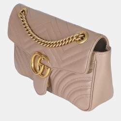 Pre Owned حقيبة كتف جلد عجل لون وردي بورسلين متوسط ماتلاسيه جي جي غوتشي مارمونت