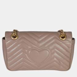 Pre Owned حقيبة كتف جلد عجل لون وردي بورسلين متوسط ماتلاسيه جي جي غوتشي مارمونت