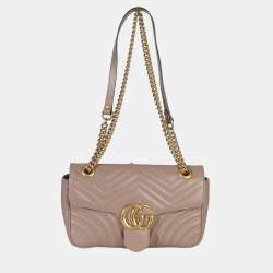 Pre Owned حقيبة كتف جلد عجل لون وردي بورسلين متوسط ماتلاسيه جي جي غوتشي مارمونت