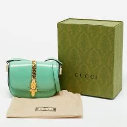مملوكة مسبقًا حقيبة غوتشي ميني سيلفي 1969 ميني زجاج شبكي أخضر منت بيد علوية 