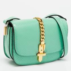 مملوكة مسبقًا حقيبة غوتشي ميني سيلفي 1969 ميني زجاج شبكي أخضر منت بيد علوية 