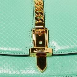 مملوكة مسبقًا حقيبة غوتشي ميني سيلفي 1969 ميني زجاج شبكي أخضر منت بيد علوية 