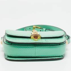 مملوكة مسبقًا حقيبة غوتشي ميني سيلفي 1969 ميني زجاج شبكي أخضر منت بيد علوية 