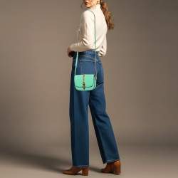 مملوكة مسبقًا حقيبة غوتشي ميني سيلفي 1969 ميني زجاج شبكي أخضر منت بيد علوية 