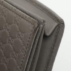 Pre Owned Gucci Grey Microguccissima Leather Flap Wallet on Strap