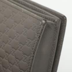 Pre Owned Gucci Grey Microguccissima Leather Flap Wallet on Strap