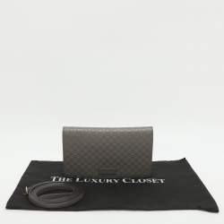 Pre Owned Gucci Grey Microguccissima Leather Flap Wallet on Strap