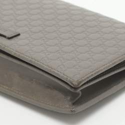 Pre Owned Gucci Grey Microguccissima Leather Flap Wallet on Strap