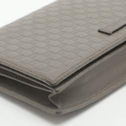 Pre Owned Gucci Grey Microguccissima Leather Flap Wallet on Strap