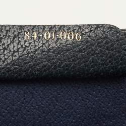 Pre Owned Gucci Vintage Sherry Line Beige/Navy Blue GG Supreme Canvas and Leather Clutch