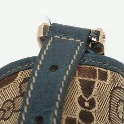 Pre Owned حقيبة غوتشي هوبو قماش وحقيبة بحلية جلدية بيج/أزرق 
