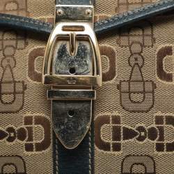 Pre Owned حقيبة غوتشي هوبو قماش وحقيبة بحلية جلدية بيج/أزرق 