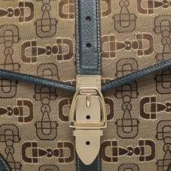 Pre Owned حقيبة غوتشي هوبو قماش وحقيبة بحلية جلدية بيج/أزرق 