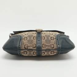 Pre Owned حقيبة غوتشي هوبو قماش وحقيبة بحلي ة جلدية بيج/أزرق 