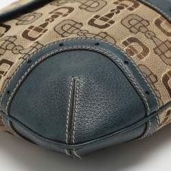 Pre Owned حقيبة غوتشي هوبو قماش وحقيبة بحلية جلدية بيج/أزرق 